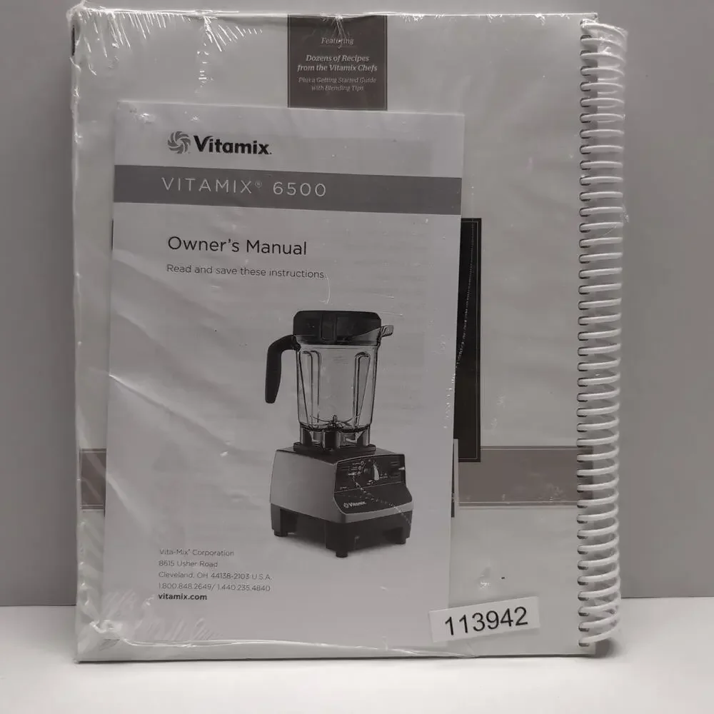 Vitamix Savor Cookbook and‎ 6500 Owners Manual Culinary Techniques Blender